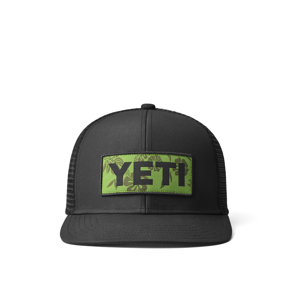 Yeti Trucker Hat Black Canopy Green Floral Print BBQs In The Hills