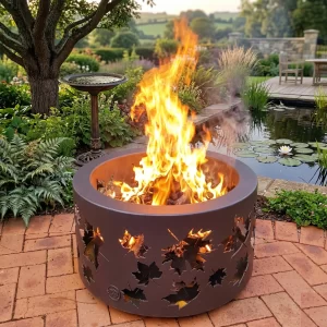 Ironbark Double Skin Round Firepit - Autumn Leaves